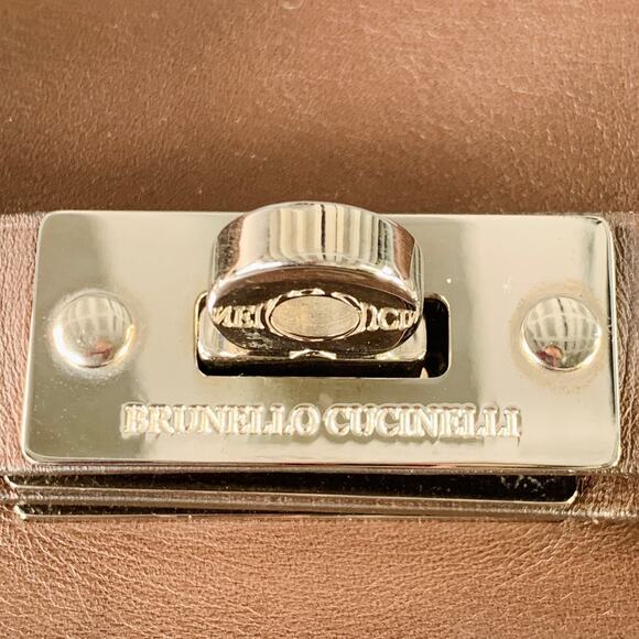 BRUNELLO CUCINELLI Chocolate Brown Leather Clasp Weekender Bag - Picture 4 of 16